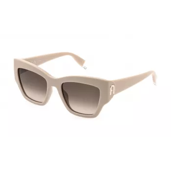 FURLA Óculos de sol Cat-Eye para mulher SFU891-5406CT - Armação de acetato Havana com lentes castanhas degradê, 54 mm