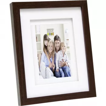 Moldura de madeira Deknudt S65KQ1 15x20 castanha com passe-partout duplo