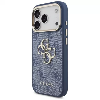Capa Guess 4G Classic Logo para Apple iPhone 18 Pro / 17 Pro, azul com detalhes dourados