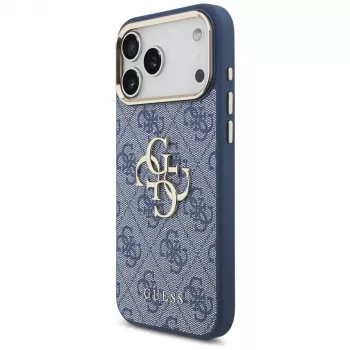 Capa Guess 4G Big Classic Logo para iPhone 18 Pro Max / 17 Pro Max, azul e dourado