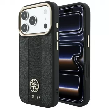 Capa MagSafe Guess 4G Stripe Round and Classic Logos para Apple iPhone 18 Pro / 17 Pro - preto