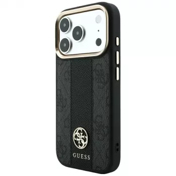 Capa MagSafe Guess 4G Stripe Round and Classic Logos para Apple iPhone 18 Pro / 17 Pro - preto