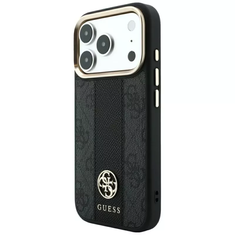 Capa MagSafe Guess 4G Stripe Round and Classic Logos para Apple iPhone 18 Pro / 17 Pro - preto