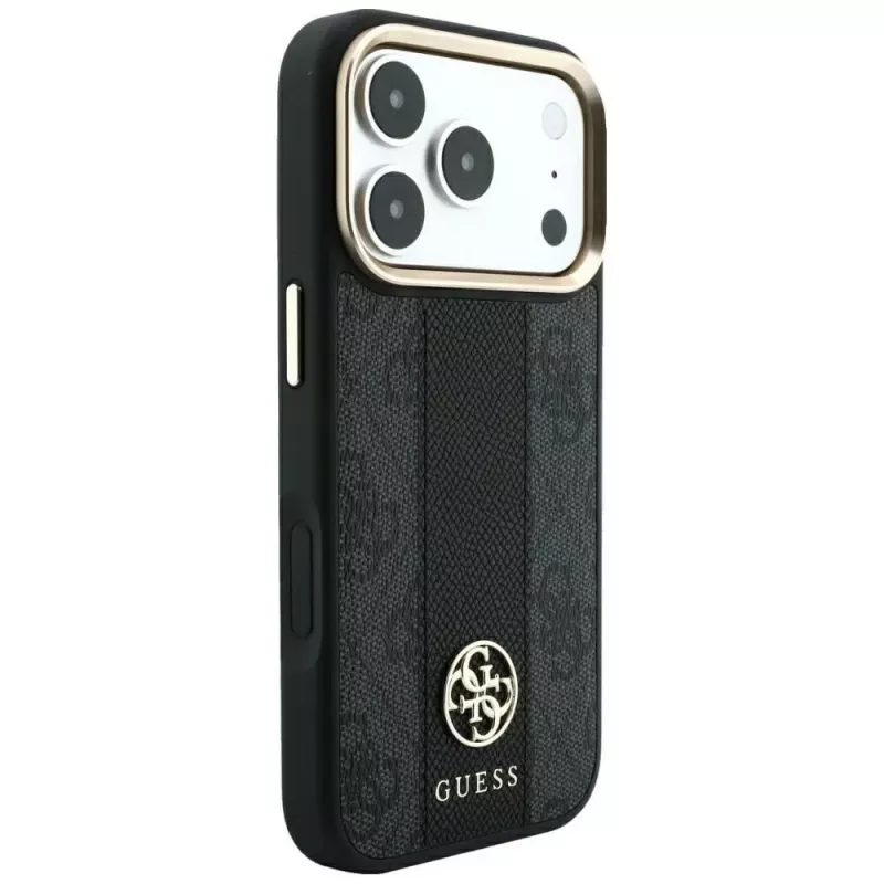 Capa MagSafe Guess 4G Stripe Round and Classic Logos para Apple iPhone 18 Pro / 17 Pro - preto