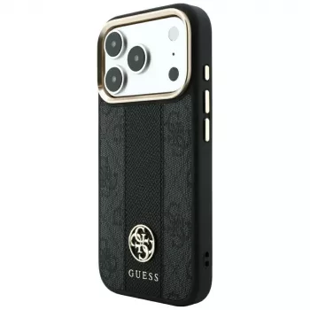 Capa MagSafe Guess 4G Stripe Round and Classic Logos para iPhone 18 Pro Max / 17 Pro Max - preto