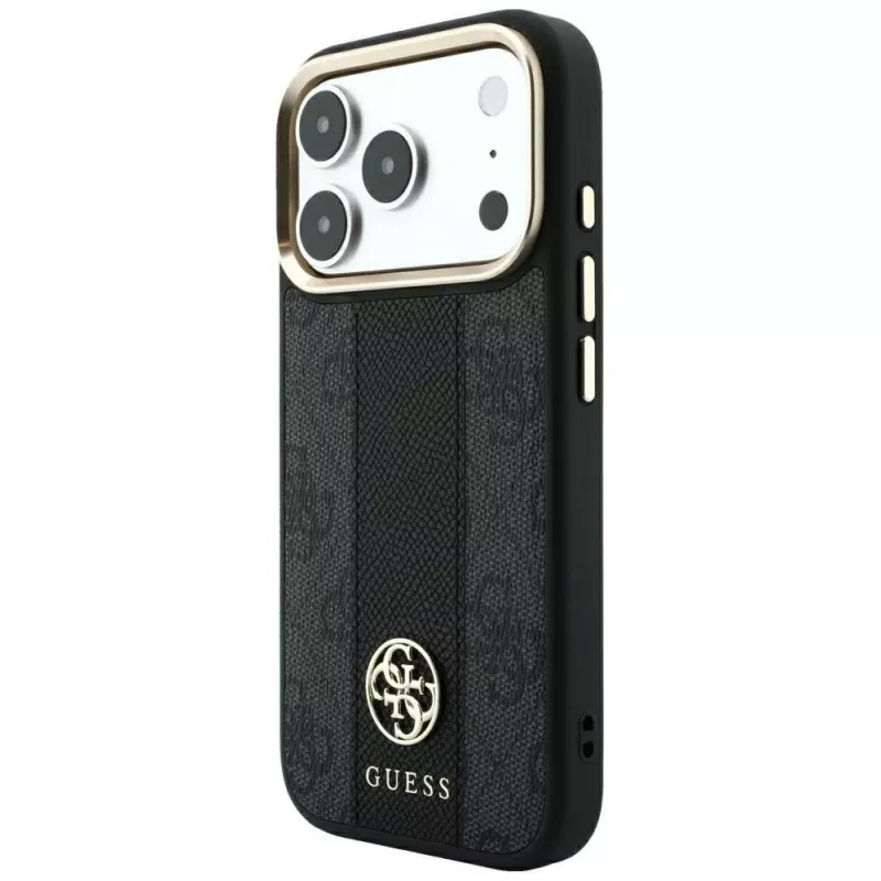 Capa MagSafe Guess 4G Stripe Round and Classic Logos para iPhone 18 Pro Max / 17 Pro Max - preto