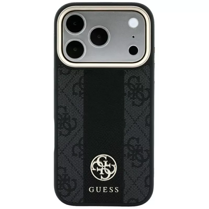 Capa MagSafe Guess 4G Stripe Round and Classic Logos para iPhone 18 Pro Max / 17 Pro Max - preto