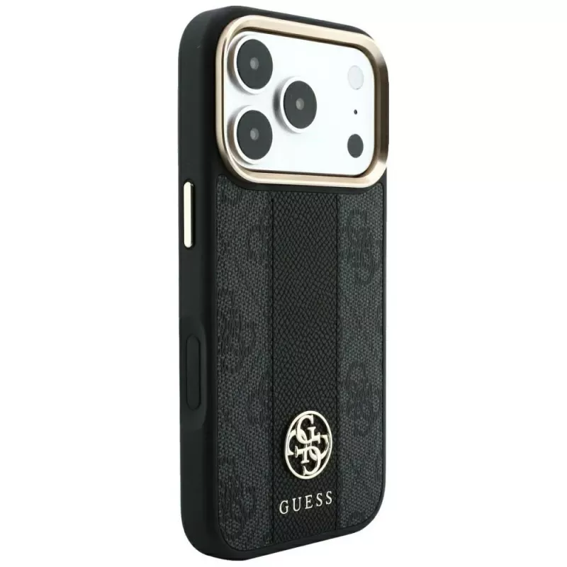 Capa MagSafe Guess 4G Stripe Round and Classic Logos para iPhone 18 Pro Max / 17 Pro Max - preto