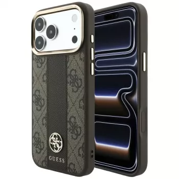 Capa MagSafe Guess 4G Stripe Round and Classic Logos para iPhone 18 Pro / 17 Pro - castanho