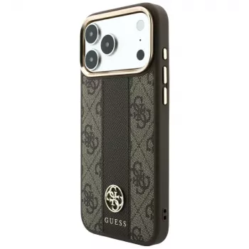 Capa MagSafe Guess 4G Stripe Round and Classic Logos para iPhone 18 Pro / 17 Pro - castanho