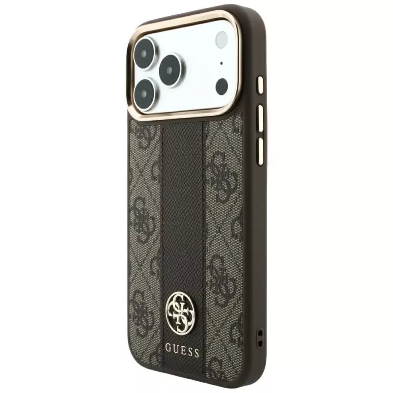 Capa MagSafe Guess 4G Stripe Round and Classic Logos para iPhone 18 Pro / 17 Pro - castanho