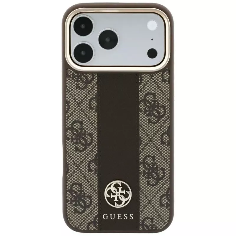 Capa MagSafe Guess 4G Stripe Round and Classic Logos para iPhone 18 Pro / 17 Pro - castanho