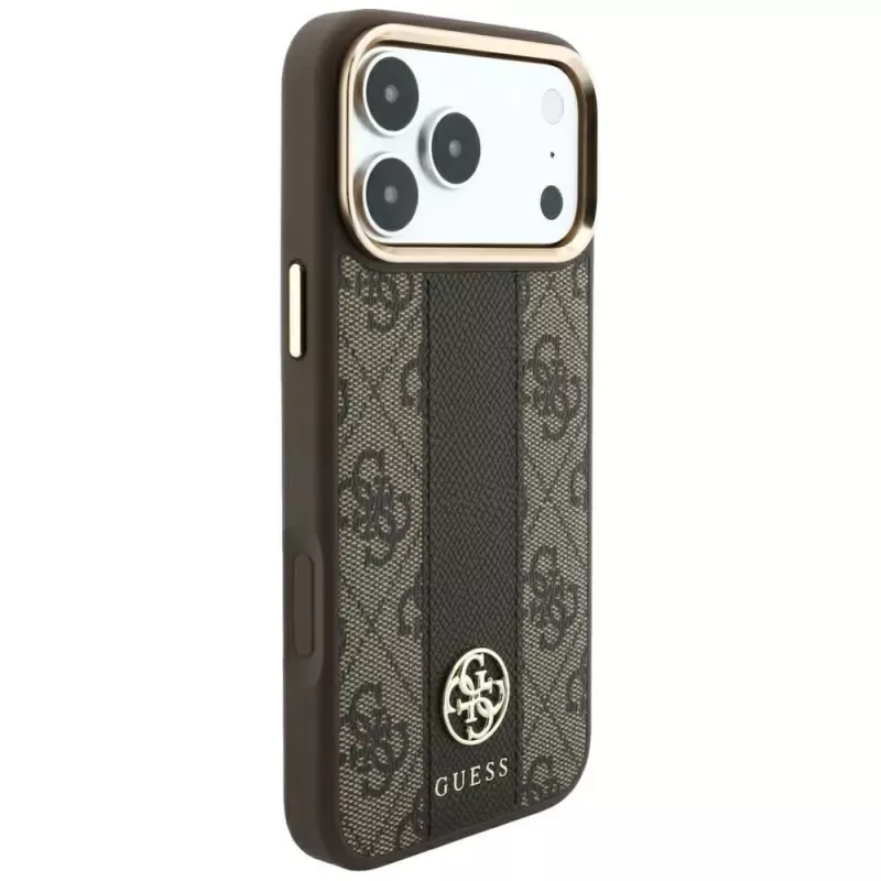 Capa MagSafe Guess 4G Stripe Round and Classic Logos para iPhone 18 Pro / 17 Pro - castanho