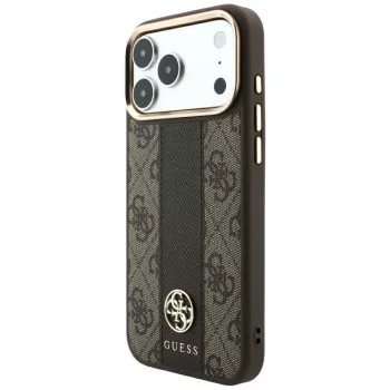 Capa MagSafe Guess 4G Stripe Round & Classic Logos para iPhone 18 Pro Max / 17 Pro Max - castanho