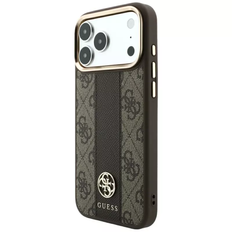 Capa MagSafe Guess 4G Stripe Round & Classic Logos para iPhone 18 Pro Max / 17 Pro Max - castanho