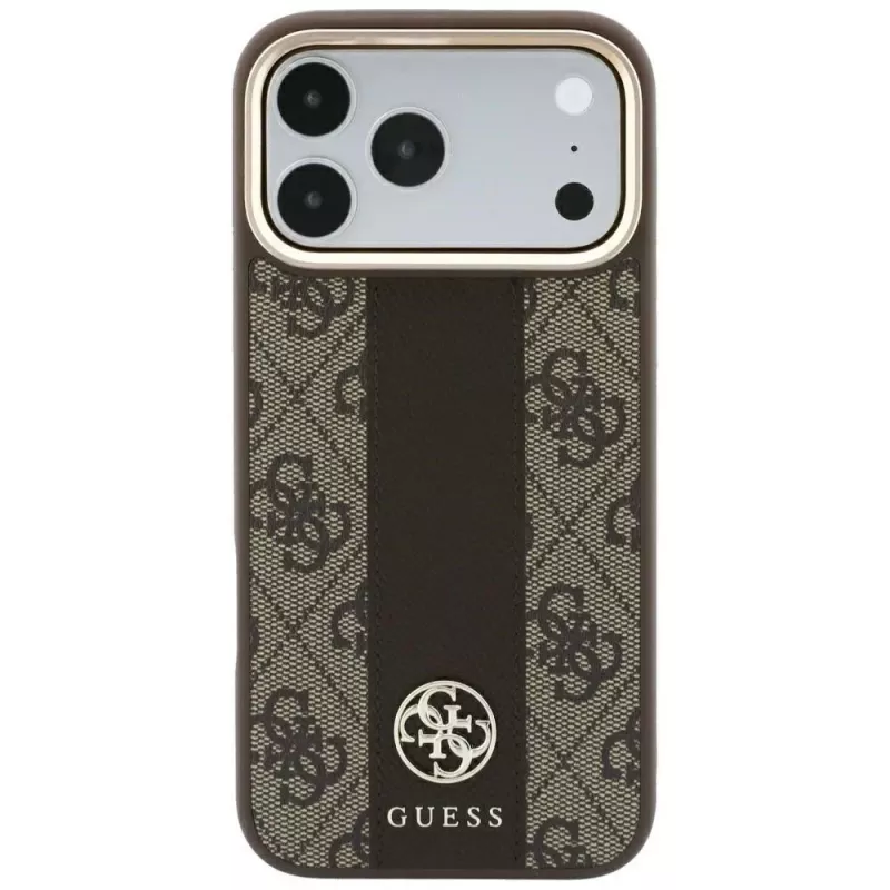 Capa MagSafe Guess 4G Stripe Round & Classic Logos para iPhone 18 Pro Max / 17 Pro Max - castanho