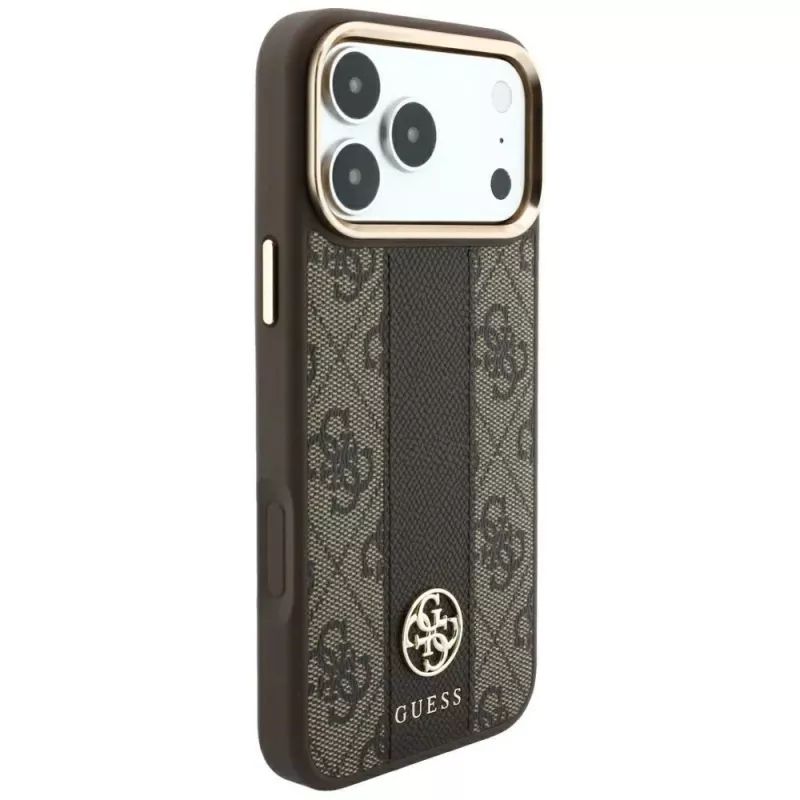 Capa MagSafe Guess 4G Stripe Round & Classic Logos para iPhone 18 Pro Max / 17 Pro Max - castanho