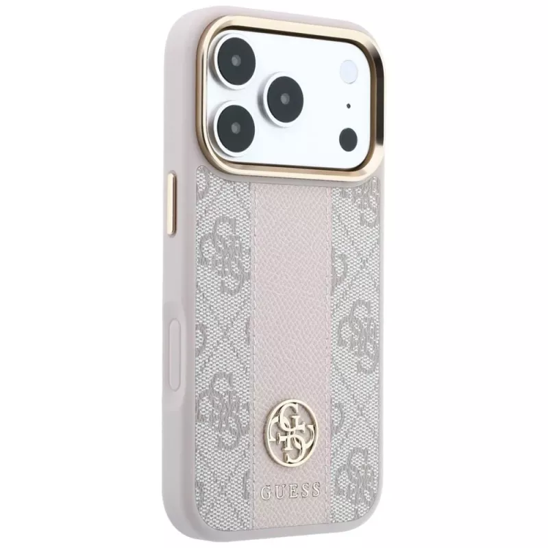 Capa MagSafe Guess 4G Stripe Round & Classic Logos para iPhone 18 Pro / 17 Pro - rosa