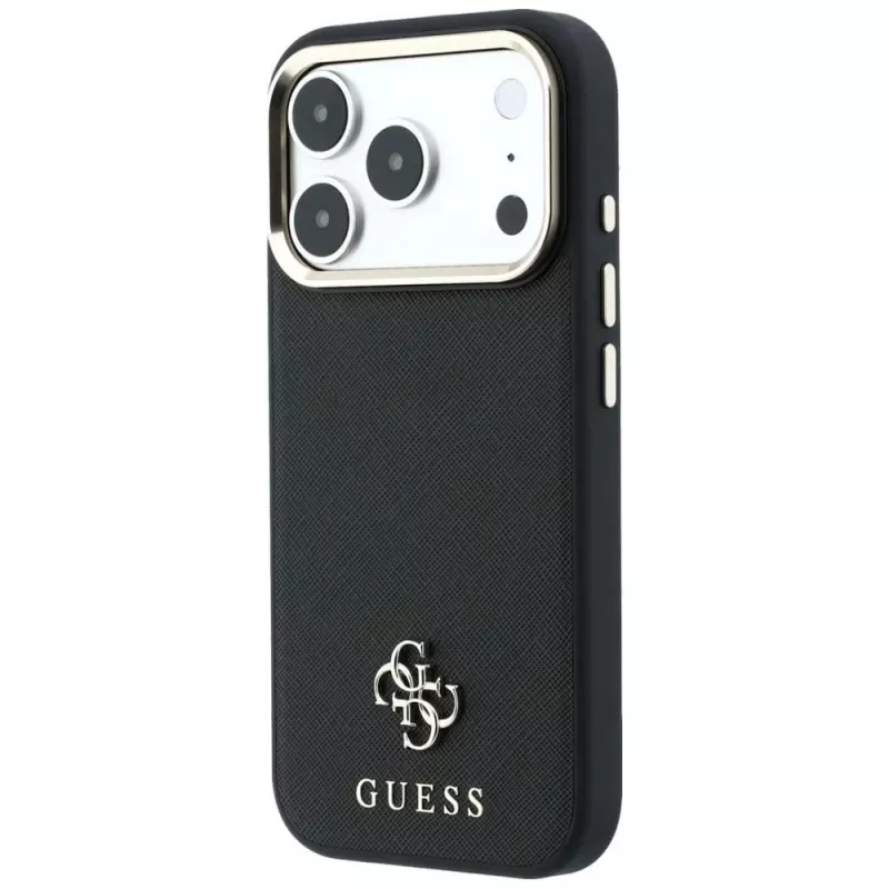 Capa MagSafe Guess Saffiano Small 4G & Classic Logo para Apple iPhone 17 Pro Max / 18 Pro Max - preto