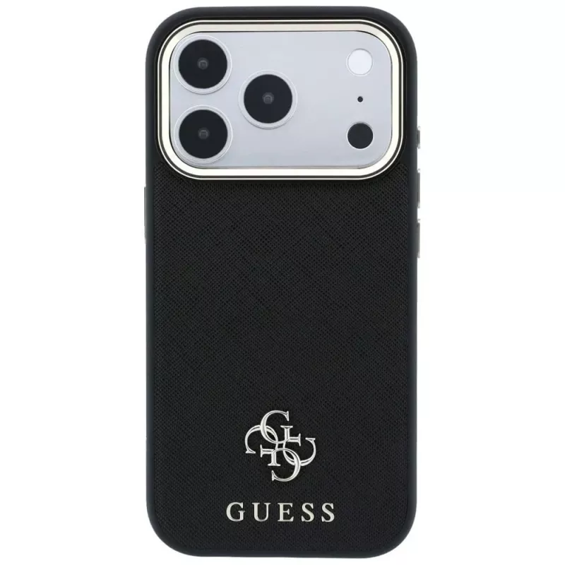 Capa MagSafe Guess Saffiano Small 4G & Classic Logo para Apple iPhone 17 Pro Max / 18 Pro Max - preto
