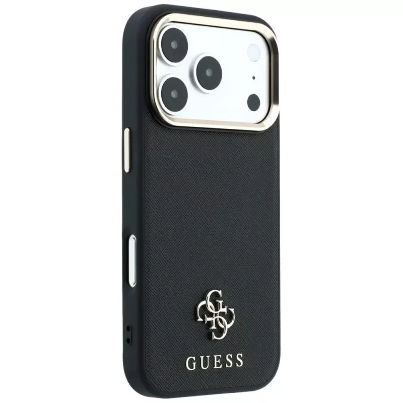 Capa MagSafe Guess Saffiano Small 4G & Classic Logo para Apple iPhone 17 Pro Max / 18 Pro Max - preto