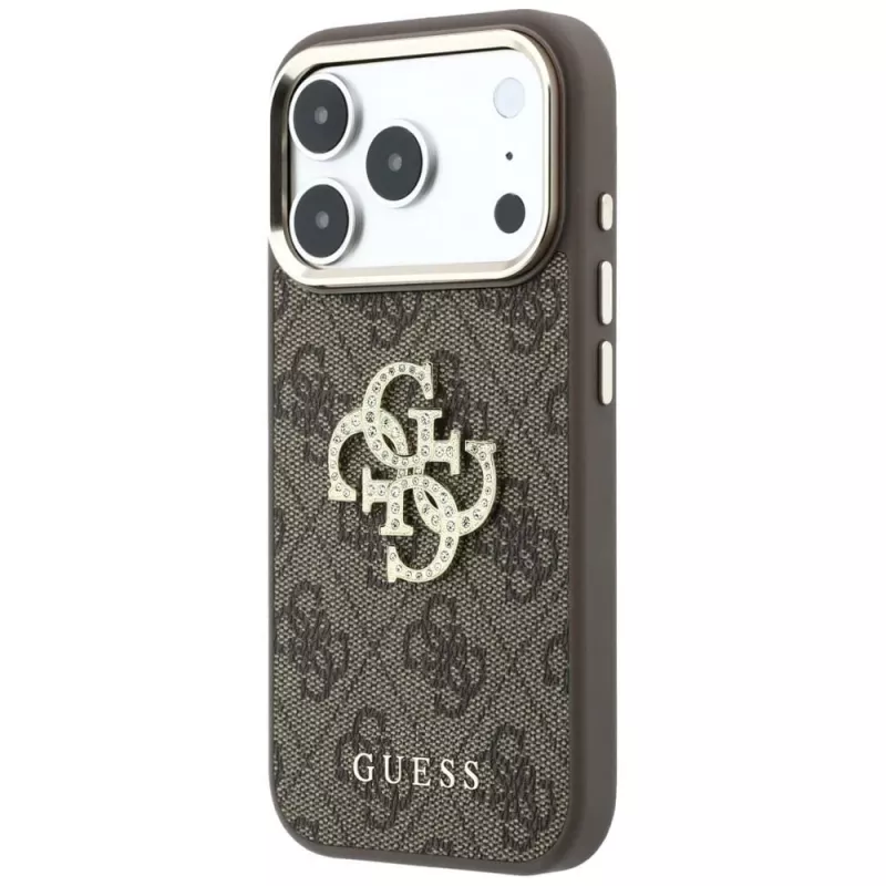 Capa traseira GUESS 4G & Big Strass Logo para Apple iPhone 17 Pro Max / 18 Pro Max - castanho