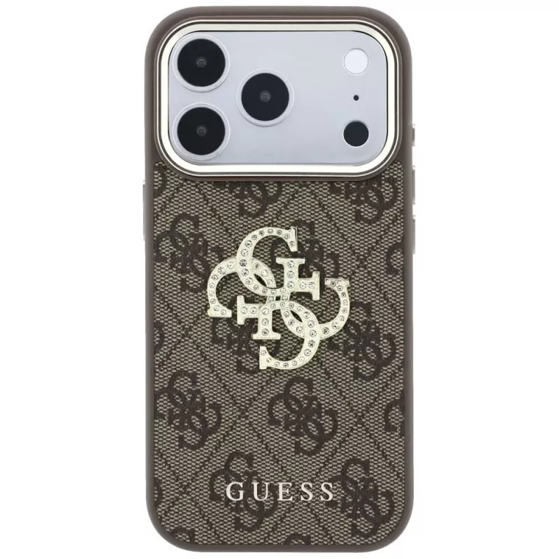 Capa traseira GUESS 4G & Big Strass Logo para Apple iPhone 17 Pro Max / 18 Pro Max - castanho