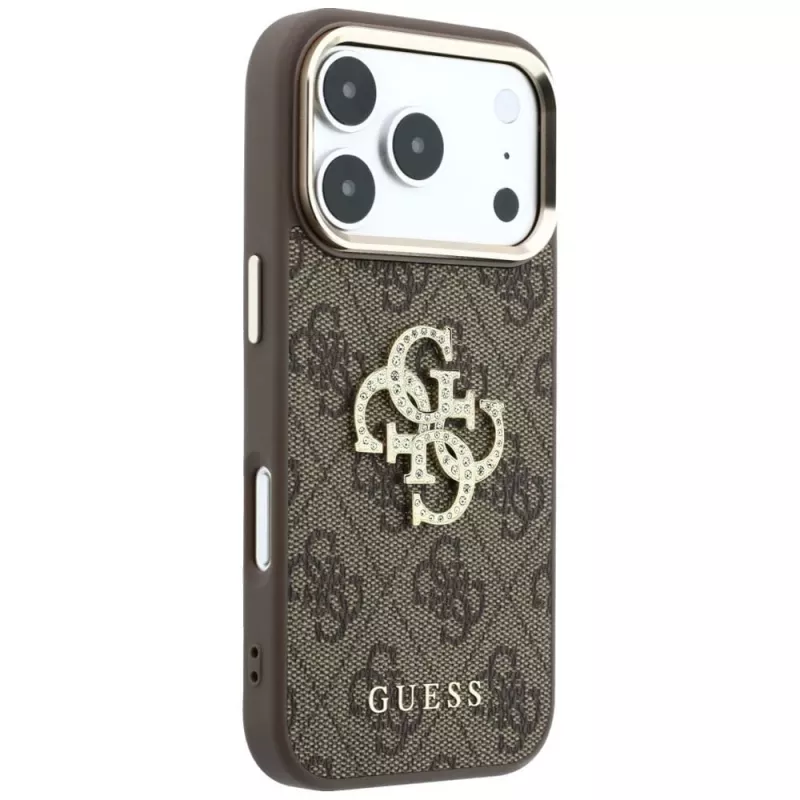 Capa traseira GUESS 4G & Big Strass Logo para Apple iPhone 17 Pro Max / 18 Pro Max - castanho