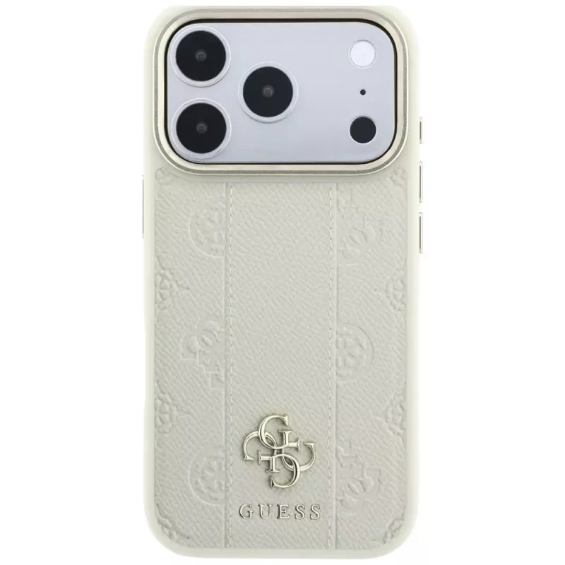 Capa MagSafe Guess Stripe Peony 4G Logo para iPhone 18 Pro Max / 17 Pro Max - bege