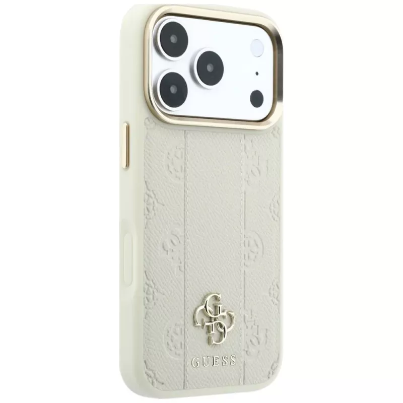 Capa MagSafe Guess Stripe Peony 4G Logo para iPhone 18 Pro Max / 17 Pro Max - bege