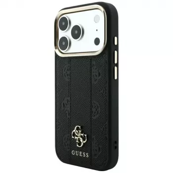 Capa MagSafe Guess Stripe Peony 4G Logo para Apple iPhone 18 Pro / 17 Pro - preto