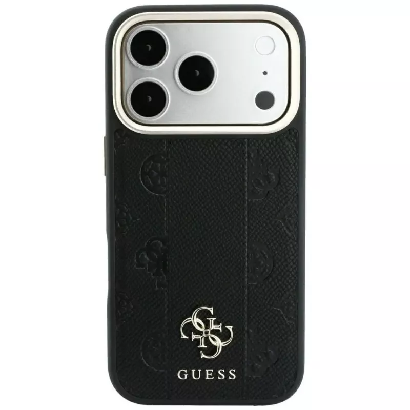 Capa MagSafe Guess Stripe Peony 4G Logo para Apple iPhone 18 Pro / 17 Pro - preto