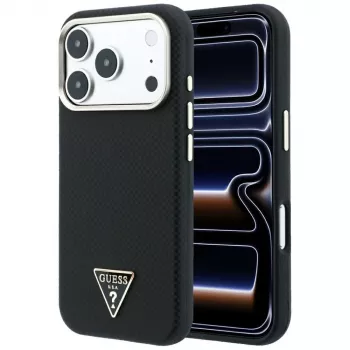 Capa MagSafe Guess Kevlar Triangle Logo para iPhone 17 Pro / 18 Pro - preto