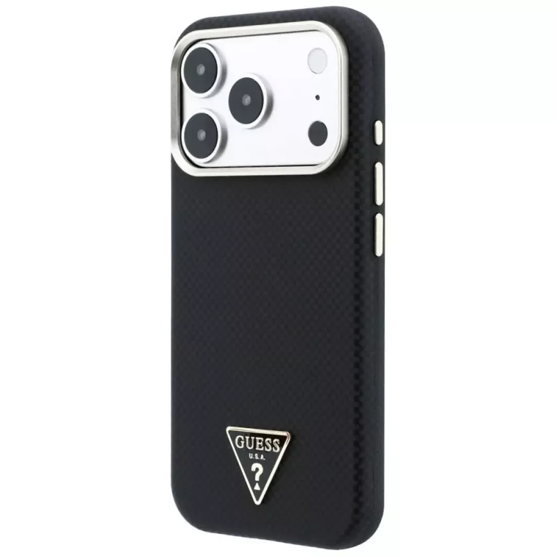 Capa MagSafe Guess Kevlar Triangle Logo para iPhone 17 Pro / 18 Pro - preto