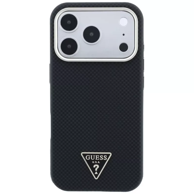 Capa MagSafe Guess Kevlar Triangle Logo para iPhone 17 Pro / 18 Pro - preto