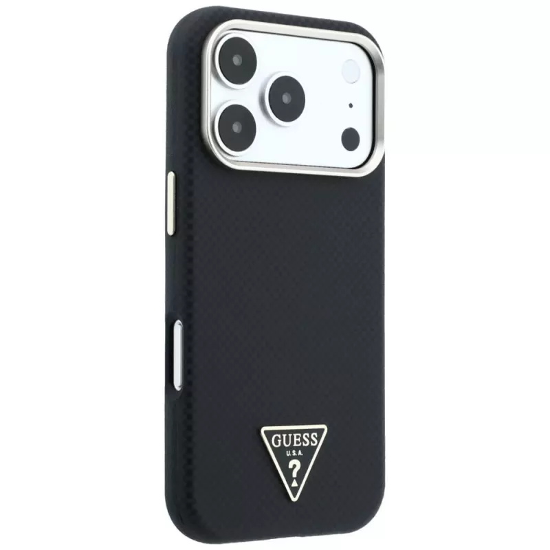 Capa MagSafe Guess Kevlar Triangle Logo para iPhone 17 Pro / 18 Pro - preto