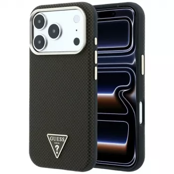 Capa MagSafe GUESS Kevlar Triangle Logo para iPhone 17 Pro Max / 18 Pro Max - castanho