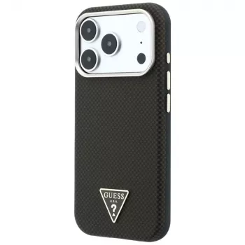 Capa MagSafe GUESS Kevlar Triangle Logo para iPhone 17 Pro Max / 18 Pro Max - castanho