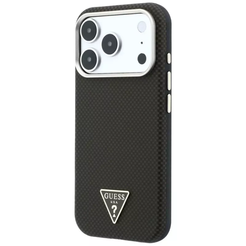 Capa MagSafe GUESS Kevlar Triangle Logo para iPhone 17 Pro Max / 18 Pro Max - castanho