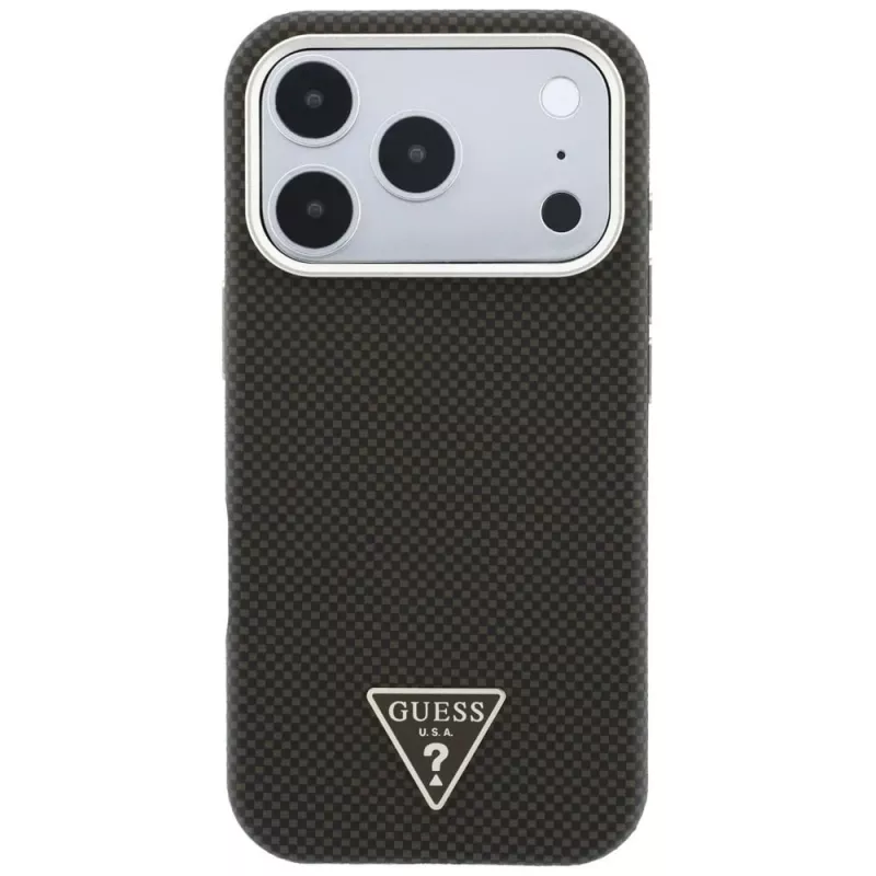 Capa MagSafe GUESS Kevlar Triangle Logo para iPhone 17 Pro Max / 18 Pro Max - castanho
