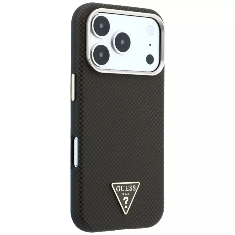 Capa MagSafe GUESS Kevlar Triangle Logo para iPhone 17 Pro Max / 18 Pro Max - castanho