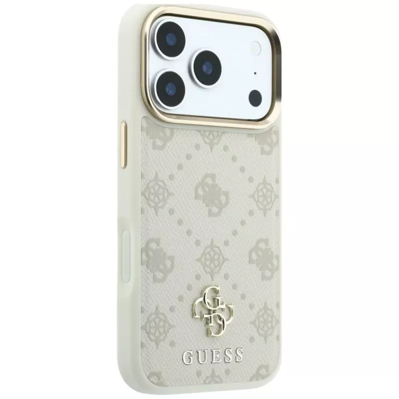 Capa MagSafe Guess Peony 4G Small Logo para Apple iPhone 17 Pro Max / 16 Pro Max – bege