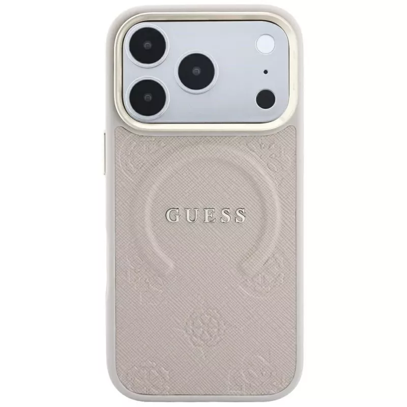 Capa MagSafe Guess Saffiano Peony & Ring para iPhone 18 Pro / 17 Pro - rosa