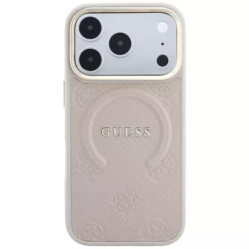 Capa MagSafe GUESS Saffiano Peony & Ring para iPhone 18 Pro Max / 17 Pro Max - rosa