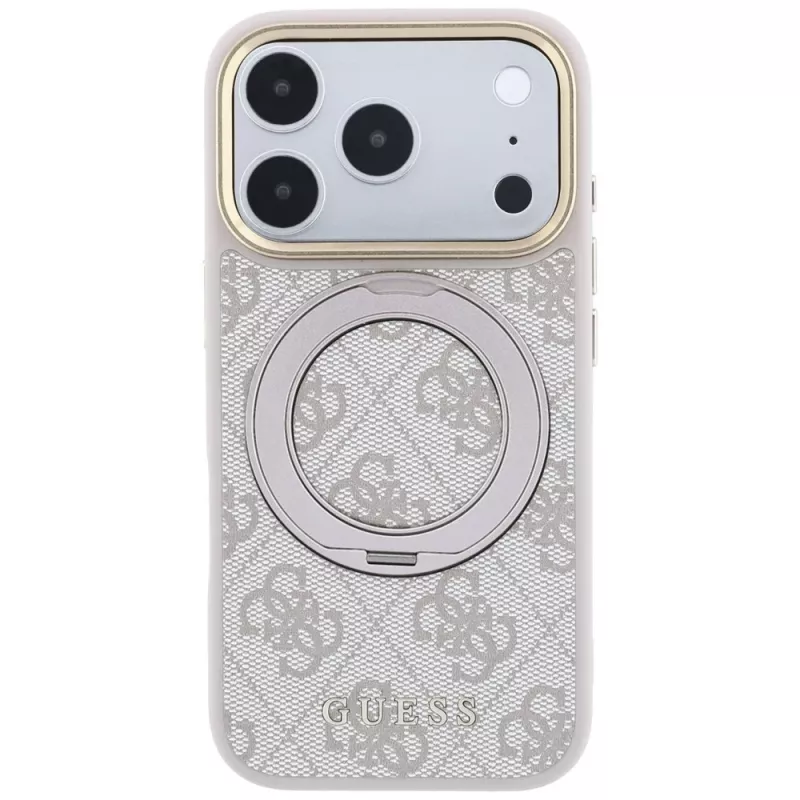 Capa Guess Ring Stand 360 4G Classic Logo MagSafe para iPhone 18 Pro Max / 17 Pro Max - rosa