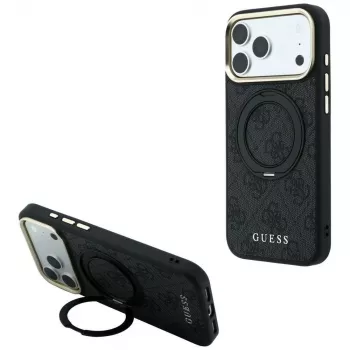 Capa Guess Ring Stand 360 4G Classic Logo MagSafe para iPhone 18 Pro / 17 Pro, preto