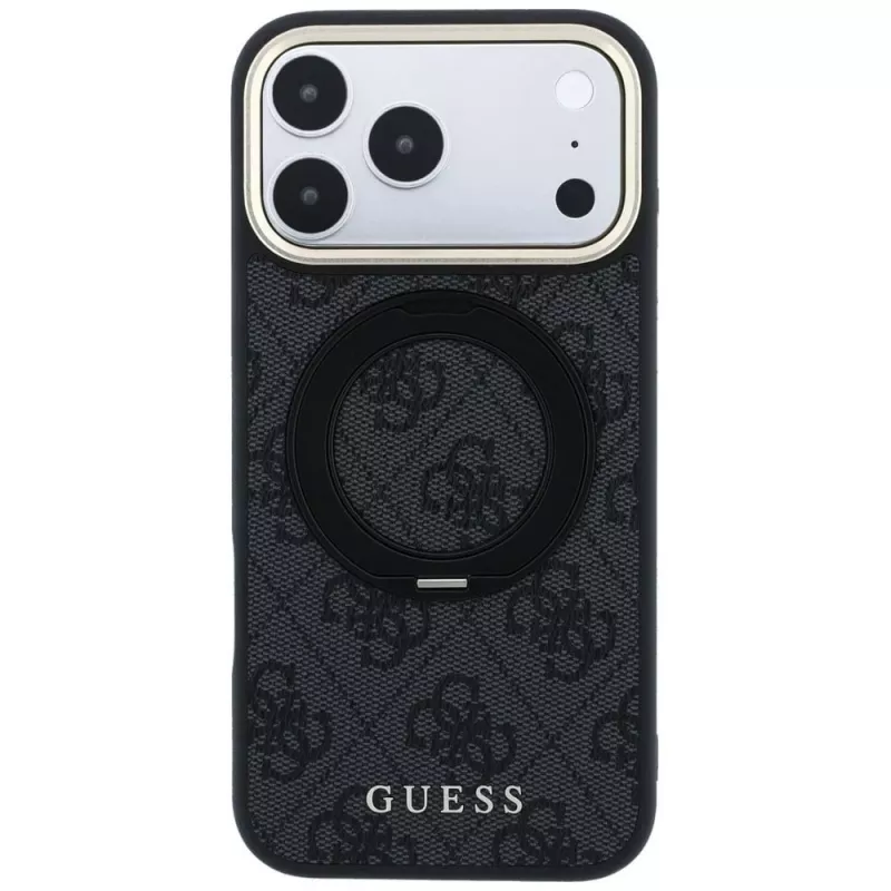 Capa Guess Ring Stand 360 4G Classic Logo MagSafe para iPhone 18 Pro / 17 Pro, preto