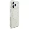 Capa GUESS IML Flowers Allover Electroplated MagSafe com fita de pérolas para iPhone 18 Pro / 17 Pro - branco