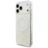 Capa GUESS IML Flowers Allover Electroplated com fita de pérolas MagSafe para iPhone 18 Pro Max / 17 Pro Max branco