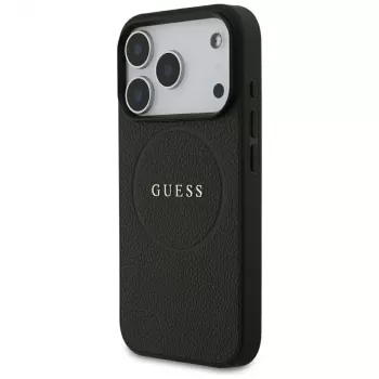 Capa Guess Grained Gold Ring MagSafe para Apple iPhone 17 Pro / 18 Pro, preto